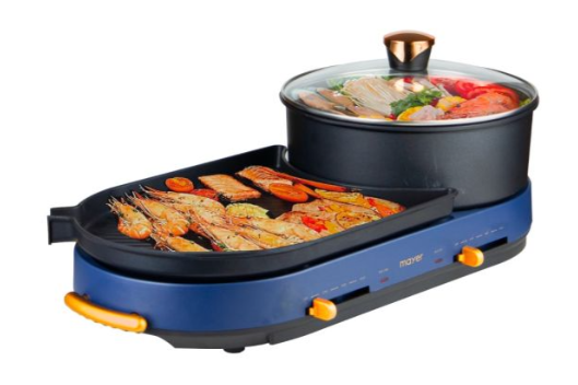 Mayer MMHPG5-BU/RD Multi-Functional Hot Pot with Grill  - Dark Blue/Red