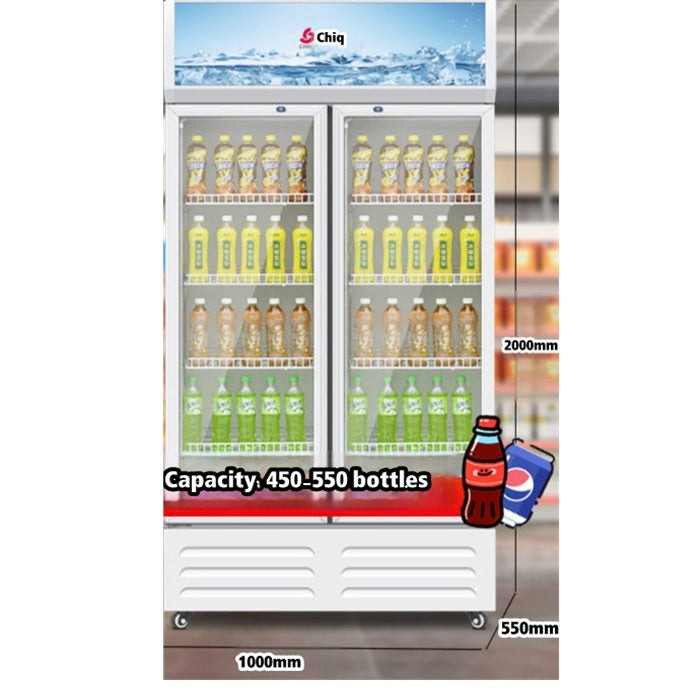 Chigo LSC-598X2SL Beverage Display Cabinet Refrigerator Volume 568 L Double Door White Colour - Lion City Company