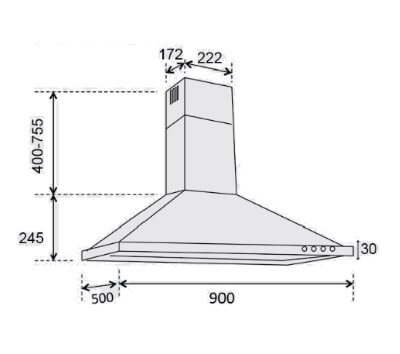 Ellane EH-6180 90cm Stainless Steel Chimney Hood - Lion City Company