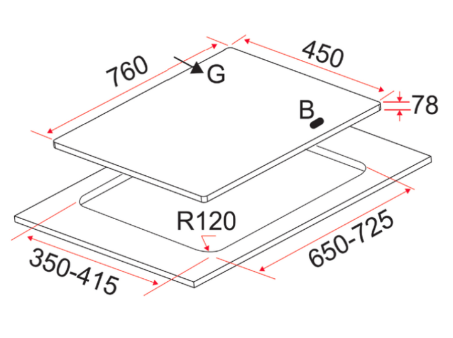 EF EFH 3767 WT VSB Gas Hob 76CM + EFCH 9231T SS Cooker Hood 90CM