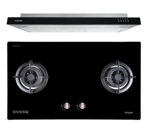Mayer MMGH882/SS882 Built-In Gas Hob 2 Burners + MMSI900LEDHS 90cm Semi-integrated Slimline Hood