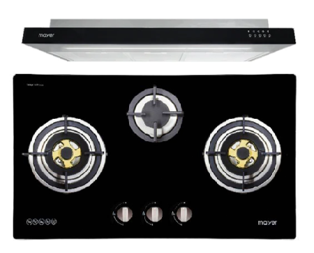 Mayer MMGH883/SS883 86cm 3 Burner Stainless Steel Gas Hob + MMSI900LEDHS 90cm Semi-integrated Slimline Hood - Lion City Company