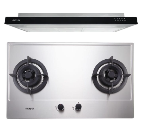 Mayer MMGH882/SS882 Built-In Gas Hob 2 Burners + MMSI900LEDHS 90cm Semi-integrated Slimline Hood