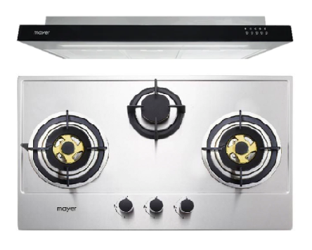 Mayer MMGH883/SS883 86cm 3 Burner Stainless Steel Gas Hob + MMSI900LEDHS 90cm Semi-integrated Slimline Hood - Lion City Company