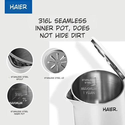 Haier HKT-K7M17A 1.7L Stainless Steel Double-Layer Electric Kettle 1800W