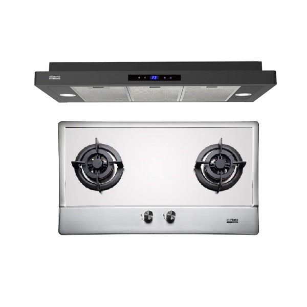 Europace ECH5503EBK OTIMMO Slimline Hood 90CM + EuropAce EBH3280E TG/LPG 80cm Built-In Stainless Steel Gas Hob (2burner)
