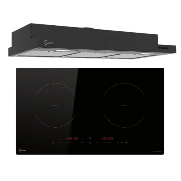 Midea MIH350D017K Induction 2 Zone Hob + Midea MH90F26EM Hood