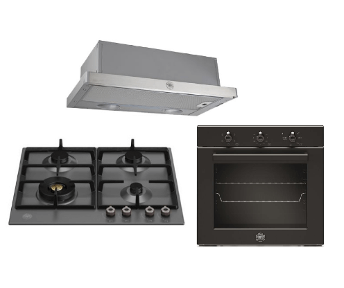 Bertazzoni P604LPRONE 60cm 4-Burner Gas + F605PROEKN 5 Function Oven + K60TELXA Hood