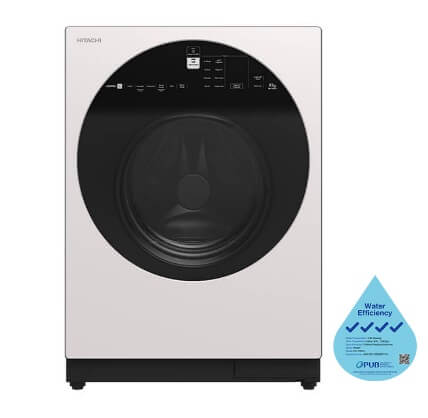 Hitachi R-WB700VMS2-GBK 645L French Bottom Freezer Deluxe 4-Door Refrigerator + Hitachi BD-100GV Front Loading - Washer AI Wash, Inverter 10 kg, 1,600 RPM