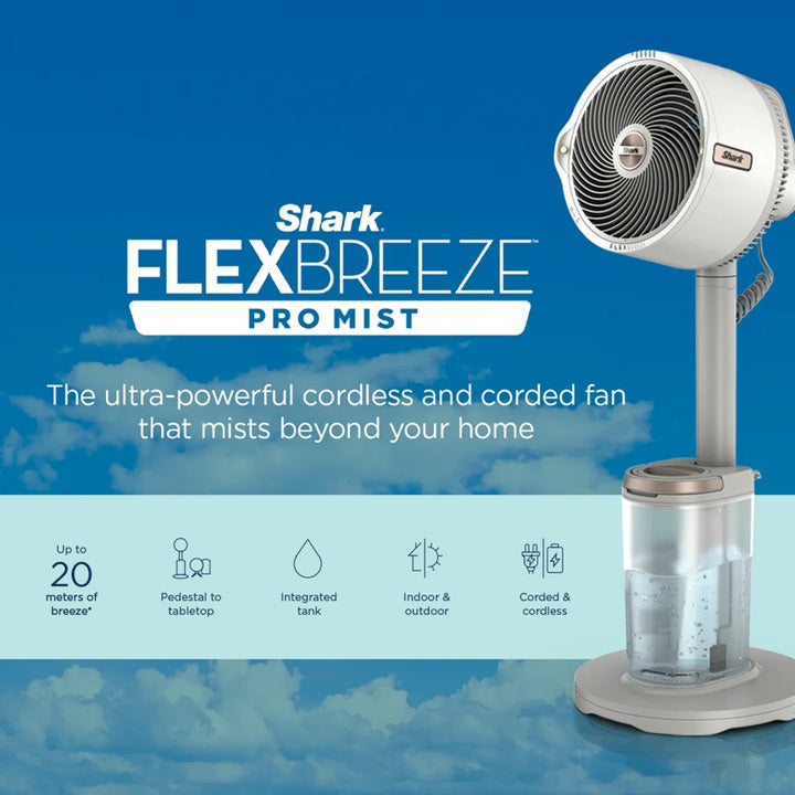 Ninja FA300SM/FA300SMWH Shark FlexBreeze™ Pro Mist Indoor & Outdoor Fan With Water Tank -