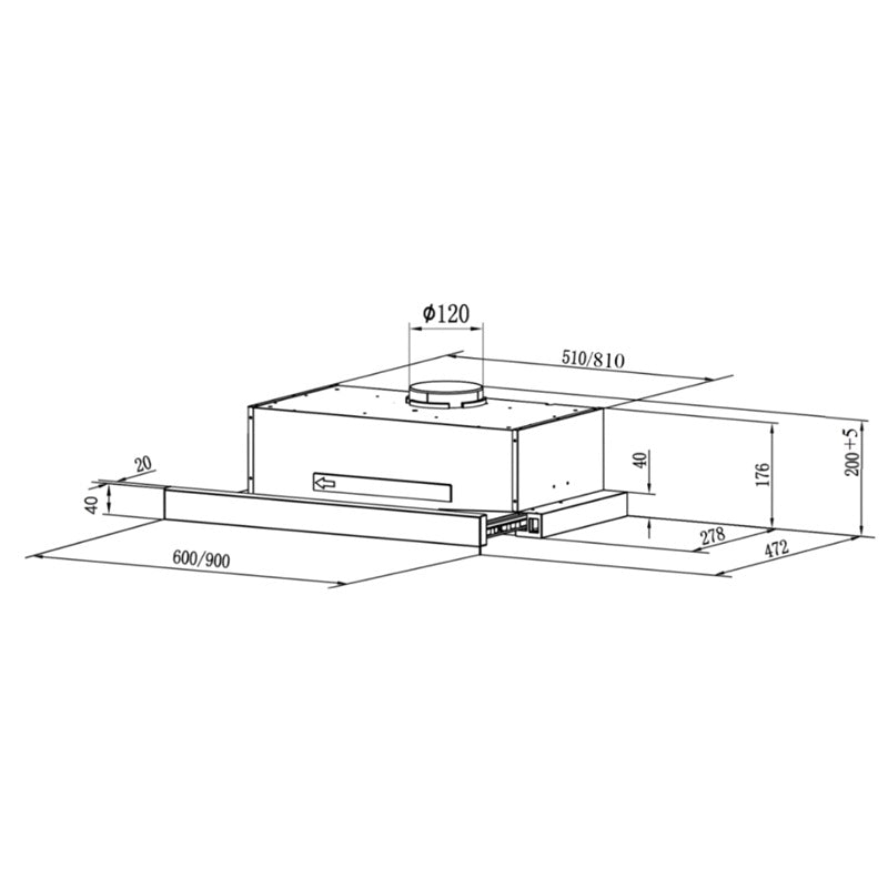 EF TF 5294/60 BK 60cm Telescopic Hood