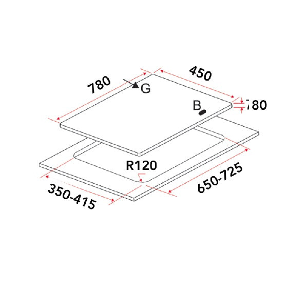 EF EFH 7628 WT VGB Gas Hob 78CM – EFH7628WTVGB
