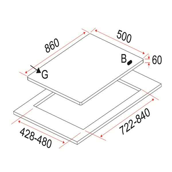 EF EFH 3970 TN VSB Gas Hob 86CM + EFCH 9103T SS Cooker Hood 90CM
