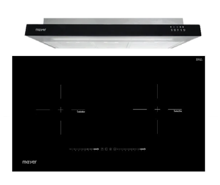Mayer MMIH752CS 75cm 2 Zone Induction Hob with Slider + MMSI900LEDHS 90cm Semi-integrated Slimline Hood