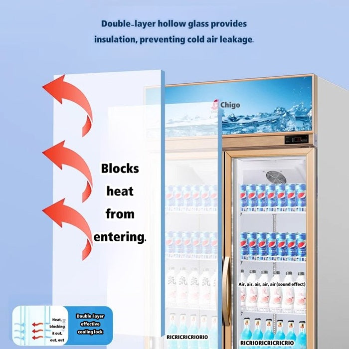 Chigo LSC-598X2SL Beverage Display Cabinet Refrigerator Volume 568 L Double Door White Colour - Lion City Company