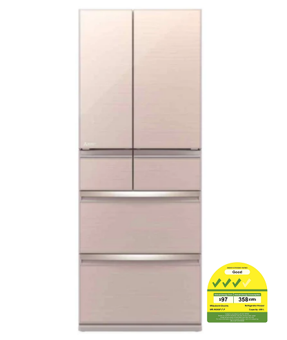 Mitsubishi MR-WX60F-GF-P/GBR-P/GWH-P 628L 6 Door Fridge ( 3 Ticks)