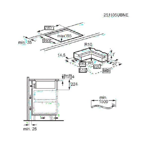Electrolux KCC84450CK 85cm UltimateTaste 900 Venting Induction Hob with 4 Cooking Zones