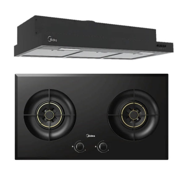 Midea Bulit-In Range MH90F26EM Hood Slim Under Cabinet Kitchen Hood + Midea MBI-SN20 2-burner Gas Hob