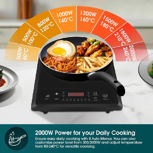 EuropAce EIC2201DBK 2000W Portable Induction Cooker