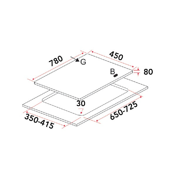 EF EFH 7627 WT VGB Gas Hob 78CM EFH7627WTVGB