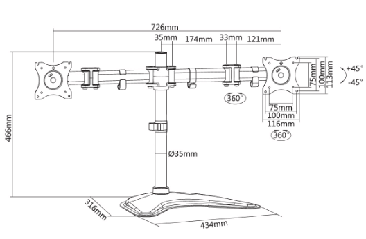 Titan SGB352 Monitor Mount Solutions 13'' - 27''