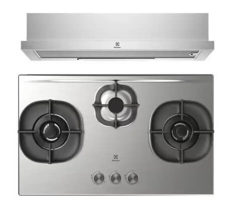 Electrolux ECP9541X 90cm UltimateTaste 300 pull-out extractor hood+EHG8351SCP (PUB) 82cm UltimateTaste 500 built-in gas hob with 3 cooking zones
