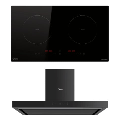 Midea MIH350D017K Induction 2 Zone Hob + Midea 90M79SK/BK Hood