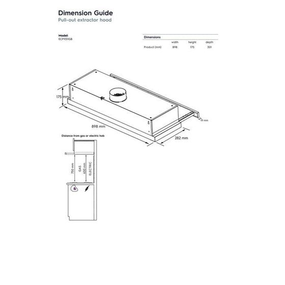 Electrolux ECP9311GB 90cm 300 Series pull-out Extractor Hood