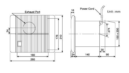 KDK 10BAQ1 4" (10cm) Ventilating Fan (for Bathroom Use)