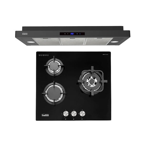 Europace ECH 5503EBK OTIMMO Slimline Hood 90CM + EuropAce EBH6360E LPG/TG 60cm Built-In Glass Gas Hob (3 burner)