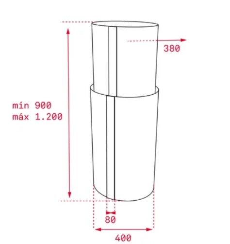 Teka CC 485 INOX Decorative Tubular Island Hood With Touch Control and Ecopower Motor, 40cm