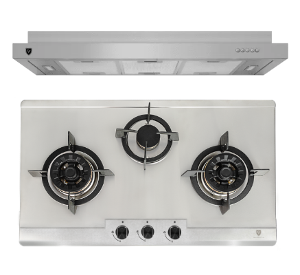 EF EFH 3767 WT VSB Gas Hob 76CM + EFCH 9231T SS Cooker Hood 90CM