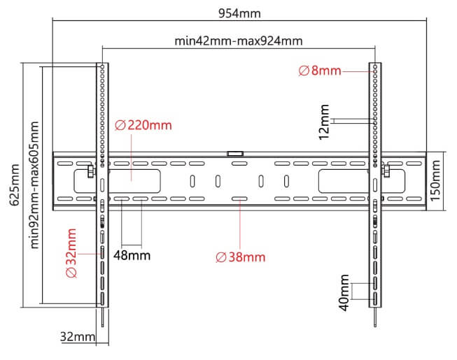 Titan SGB832 tilting bracket for 75", 76"-100"