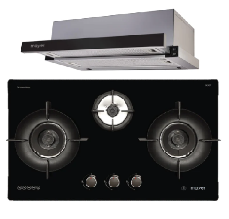 Mayer MMGH793HE 76cm 3 Burner Gas Hob + MMTH90 Telescopic Hood