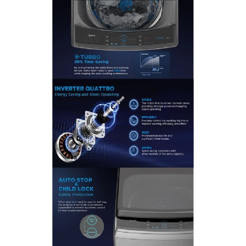 Midea MA200W130DT 13kg 4 Ticks Top Load Direct Drive Inverter Washing Machine