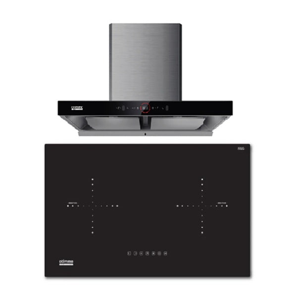 EuropAce ECH9208EBK 90cm 2000m3/h T-Shaped Chimney Hood + EIH5220V 75CM Built-in Induction Hob