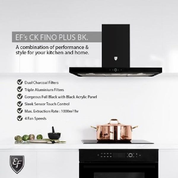 EF HB BI 584 FA Built-in Induction Hob 60CM HBBI584FA + EF 90cm Chimney Hood CK FINO PLUS BK