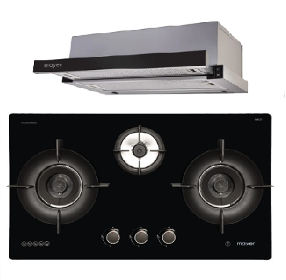 Mayer MMGH893HE 86cm 3 Burner Gas Hob + MMTH90 Telescopic Hood