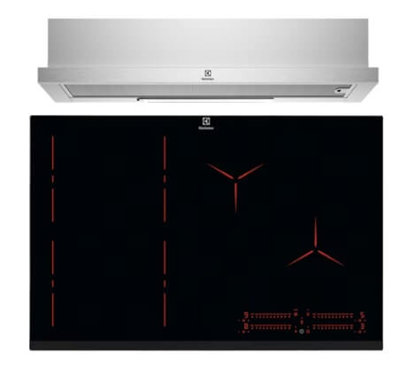 Electrolux ECP9541X 90cm UltimateTaste 300 pull-out extractor hood+Electrolux EIP8546 80cm built-in flexi bridge induction hob