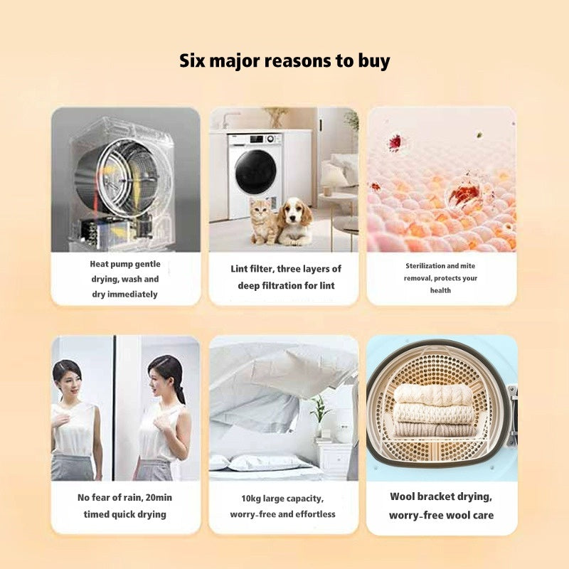 Haier EHG100129W 10kg Heat Pump Dryer, Sterilisation & Mite Removal