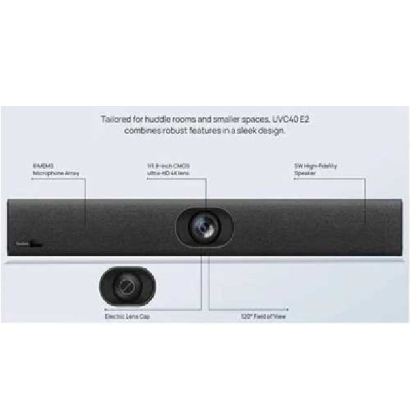 Yealink UVC40 E2 All-in-One USB Video Bar with 4K Camera & AI Audio for Small Rooms "Contact for Price"