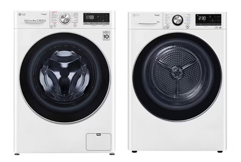 LG FV1409S3W 9KG AI Direct Drive Front Load Washing Machine + LG Dryer TD-H10VWD 10kg