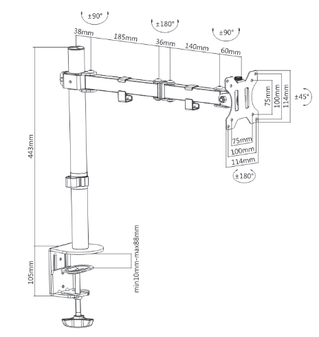 Titan SGB331 Monitor Mount Solutions 13'' - 27''