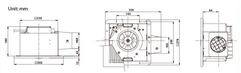 KDK 24JRB Ceiling Mount Ventilating Fan With Sensor