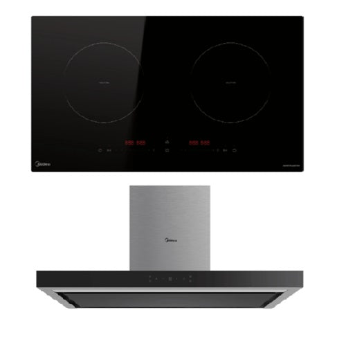 Midea MIH350D017K Induction 2 Zone Hob + Midea 90M79SK/BK Hood