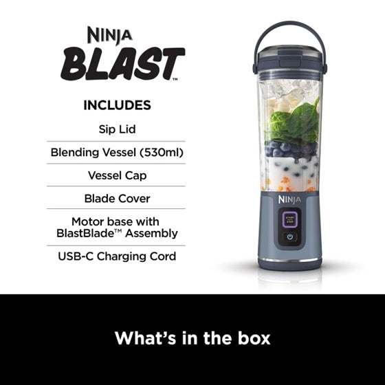 Ninja BC151SMBK/SMNV/SMCR Blast Portable 530ml USB‑C Blender