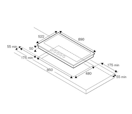 Bertazzoni P905LPROX 90cm Gas Hob + K90TELXA Telescopic Hood