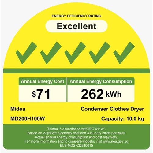 Midea MD200H100WT Heat Pump Dryer -10kg