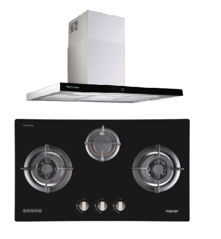 Mayer MMGH773/SS773 Built-In Gas Hob 3 Burners + MMCH407I 90cm Chimney Hood