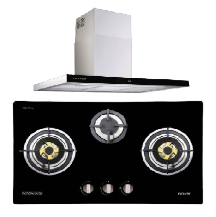 Mayer MMGH883/SS883 86cm 3 Burner Stainless Steel Gas Hob + MMCH407I 90cm Chimney Hood